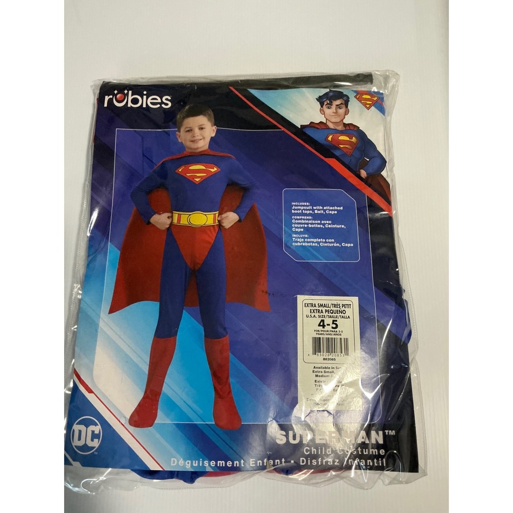 Rubies Superman Child Costume Youth 4-5 DC Comics Superhero Jumpsuit Cape 882085